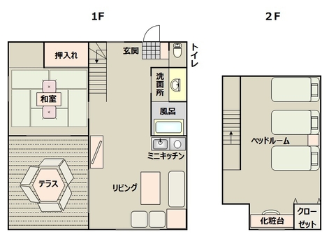 1Fに和室と洋室の２部屋♪ 「Bタイプ」